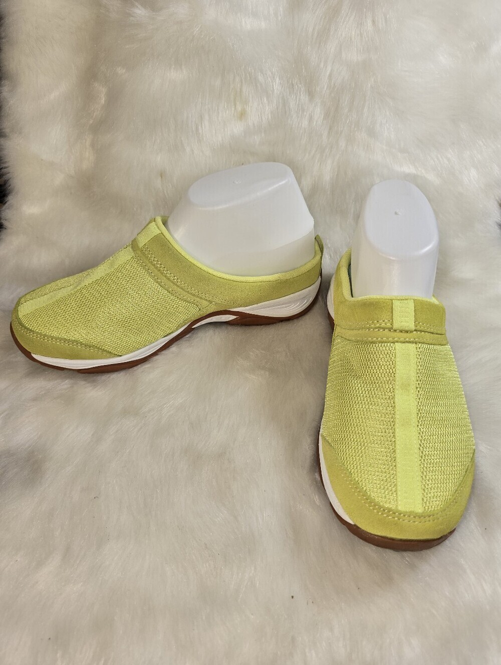 Explore24 Easy Spirit Womens Comfort Knit Slip-On Mules in Lime Yellow
